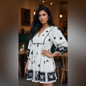 Entro Black and White Floral Dress